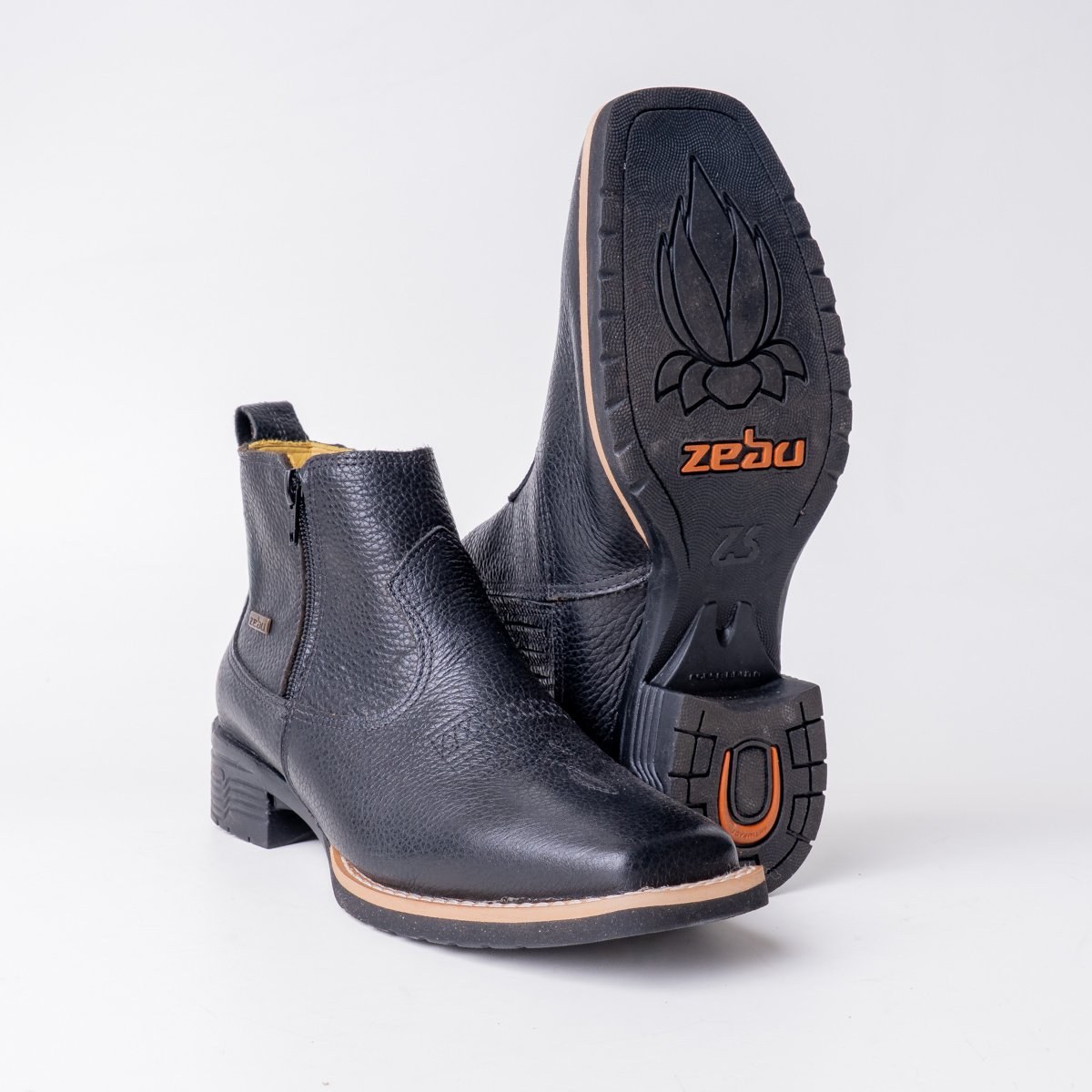 Botina Feminina Country Zebu Floter Preto em Couro Legítimo | Botina Cano Curto — Edição Limitada