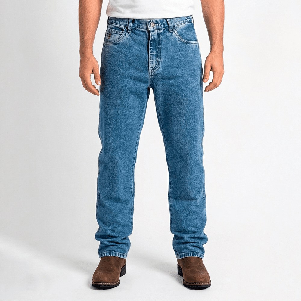 Calça Jeans Masculina Country Country Detalhe Branco em Denim Premium com Elastano | Modelagem Western — Lone