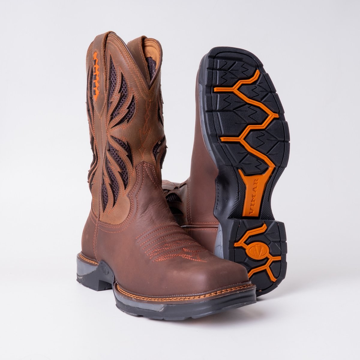 Bota Masculina Country Vimar Hidro Oil Coffee/ Fossil Castanho em Couro Legítimo | Bico Redondo — Edição Limitada