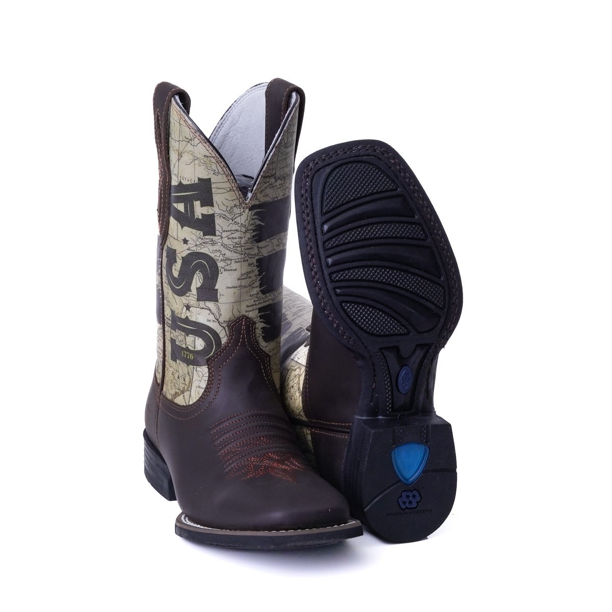 Bota Masculina Country Vimar Crazy Horse Café/ Couro Estampado em Couro Legítimo | Bico Redondo — Edição Limitada