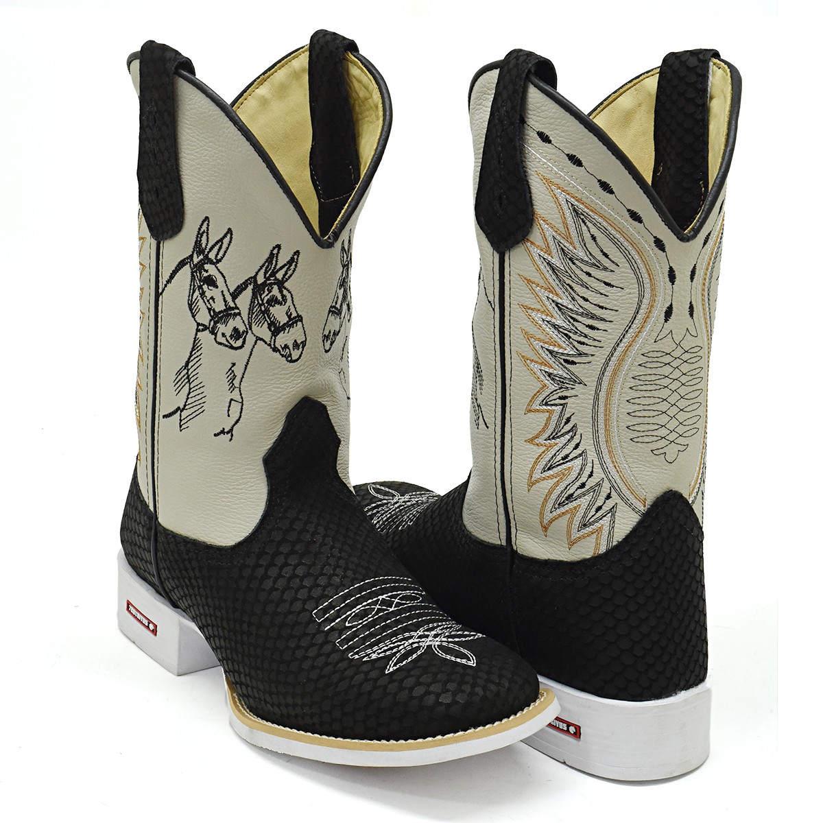 Bota Texana Masculina Muladeira Country Marrom Rústico | Cano de Montaria Sola Branca
