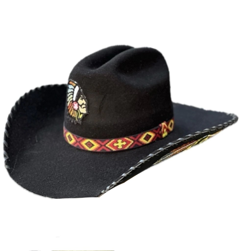 Chapéu Country Feminino Eldorado Preto | Aba Larga — Eldorado Feltro Preto Indio Girls 323 — Edição Autoral