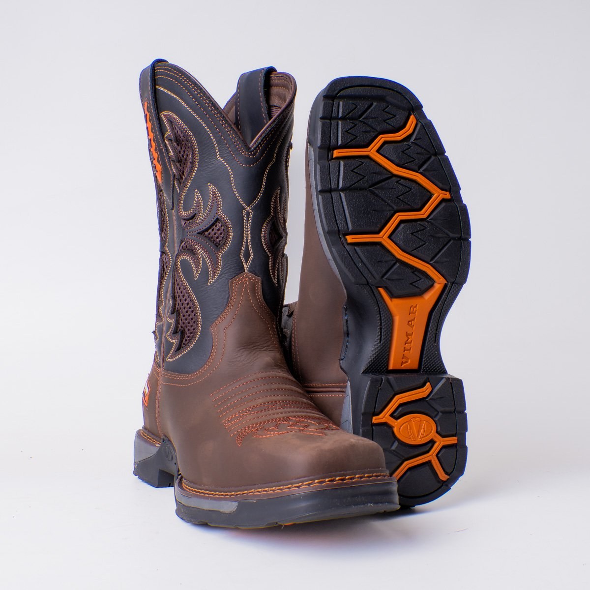 Bota Masculina Country Vimar Crazy Horse Cafe/ Fossil Preto em Couro Legítimo | Bico Redondo — Edição Limitada