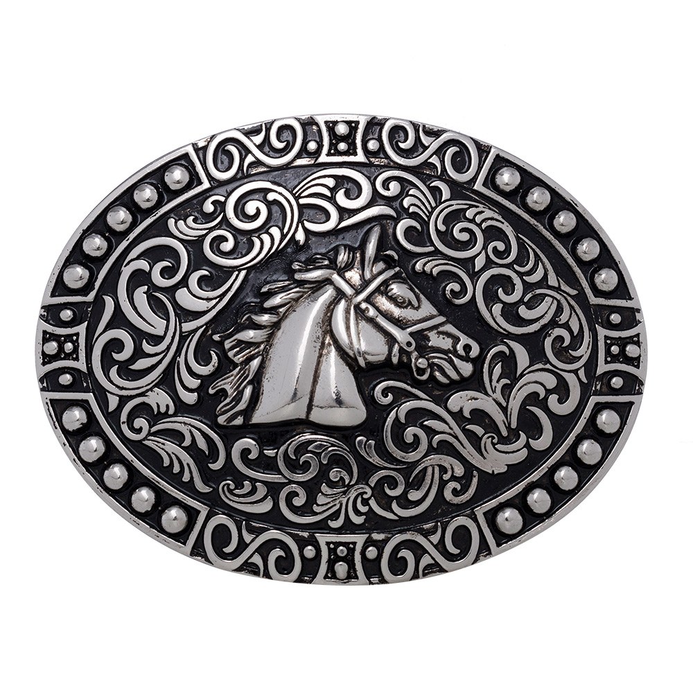 Fivela Feminina Country Metal Prata em Zamac | Compatível 4,0 cm — Edição Rodeio
