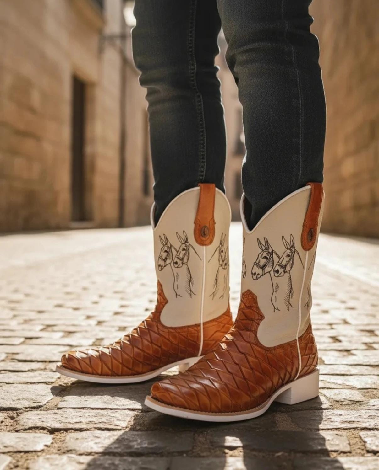 Bota Texana Masculina Muladeira Escamada Aramada | Cano Alto Sola Branca