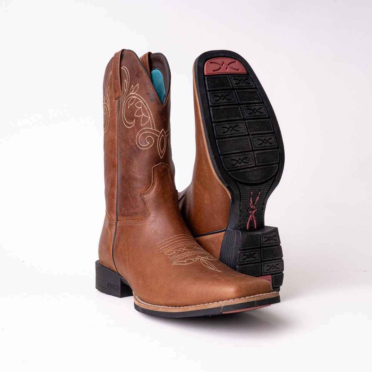 Bota Feminina Country Jácomo Crazy Amendoa em Couro Legítimo | Bico Redondo — Edição Limitada