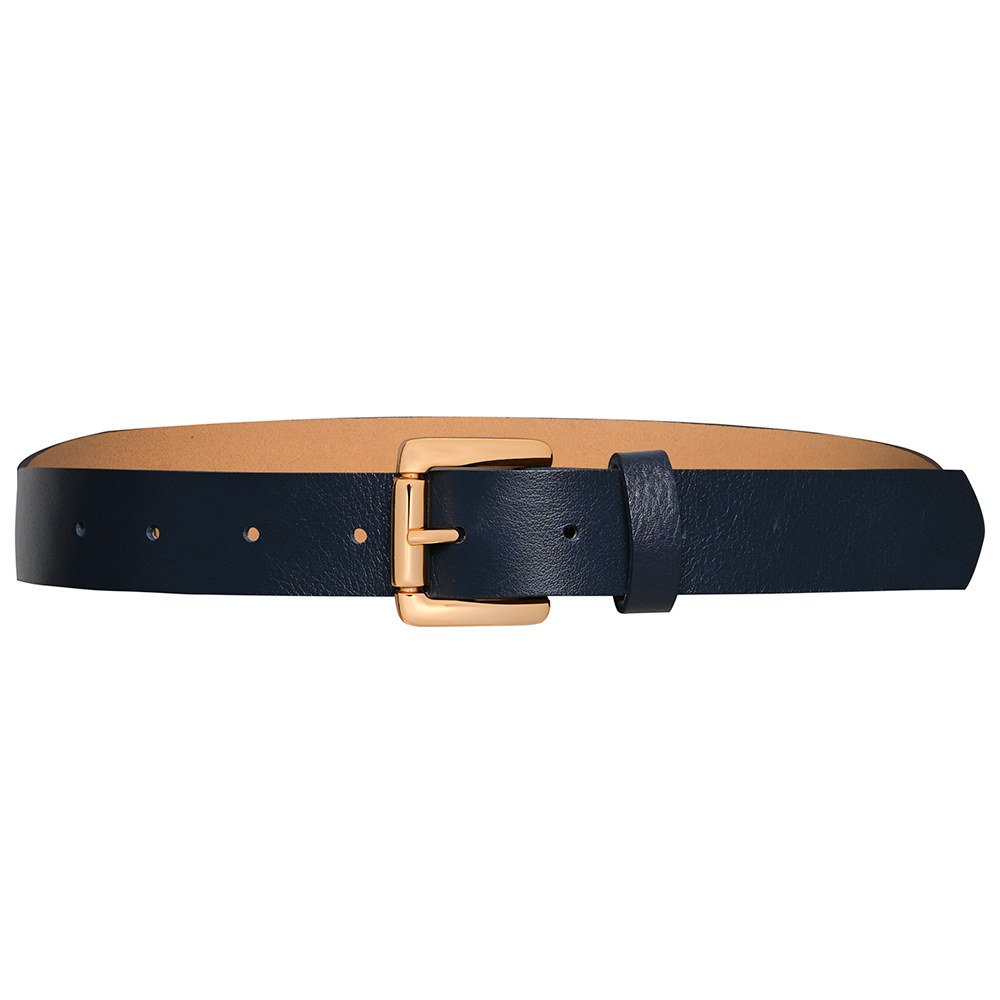 Fivela Feminina Elegante Cinto de Couro com fivela Tradicional - 3,0cm em Zamac | Azul Marinho — Edição Personalizável