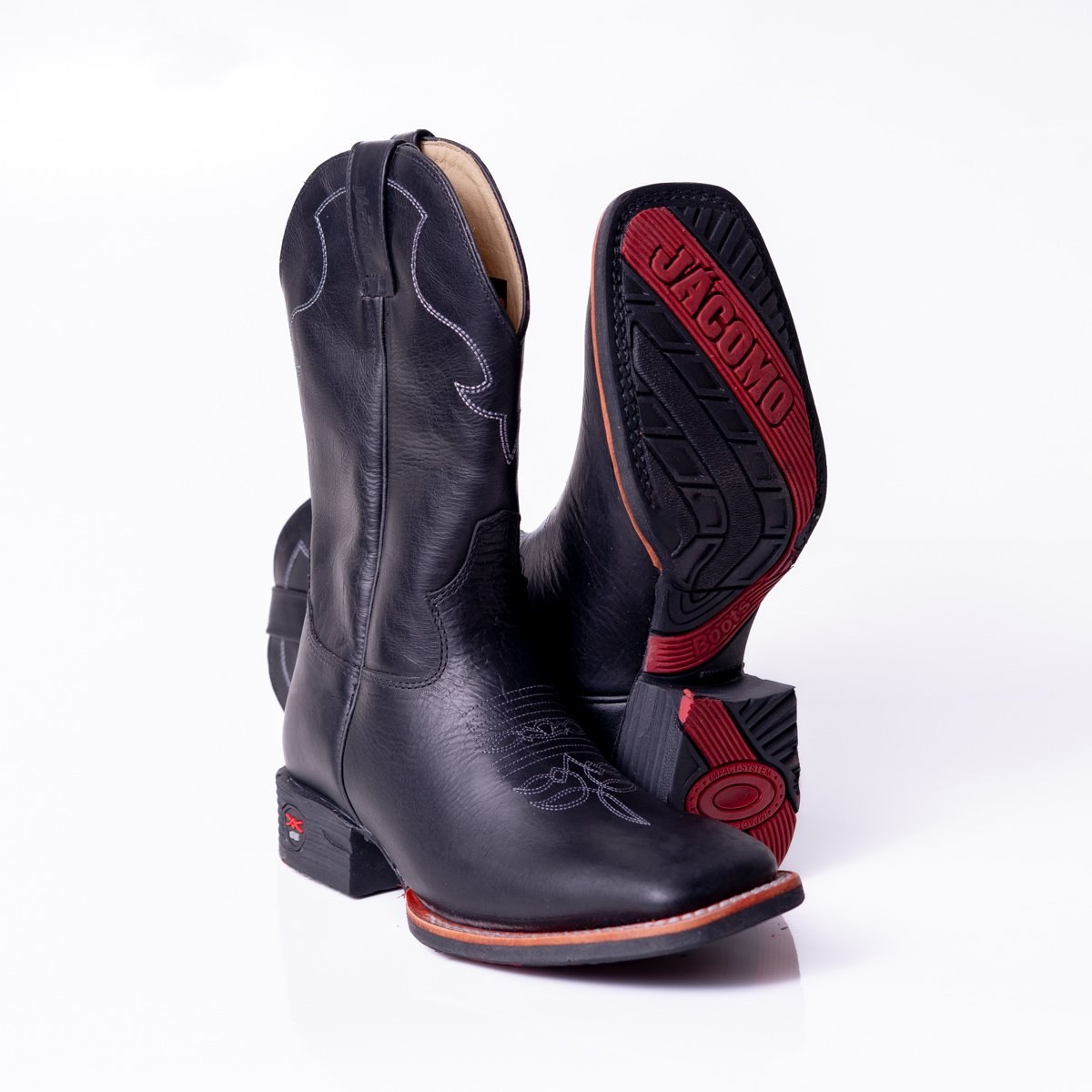 Bota Masculina Country Jácomo Fossil Oil Preto em Couro Legítimo | Bico Redondo — Edição Limitada