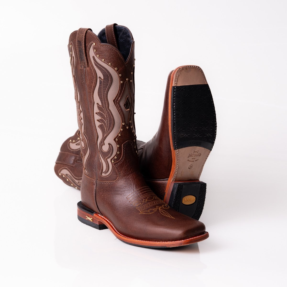 Bota Feminina Country Jácomo Fossil Bufalino Saar em Couro Legítimo | Cano Médio — Edição Limitada
