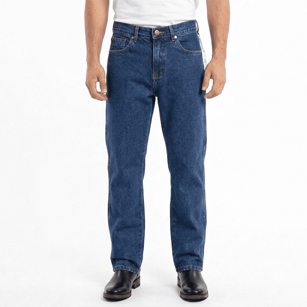 Calça Jeans Masculina Rancheiro Country Azul Escuro em Denim Premium com Elastano | Modelagem Western — Lone
