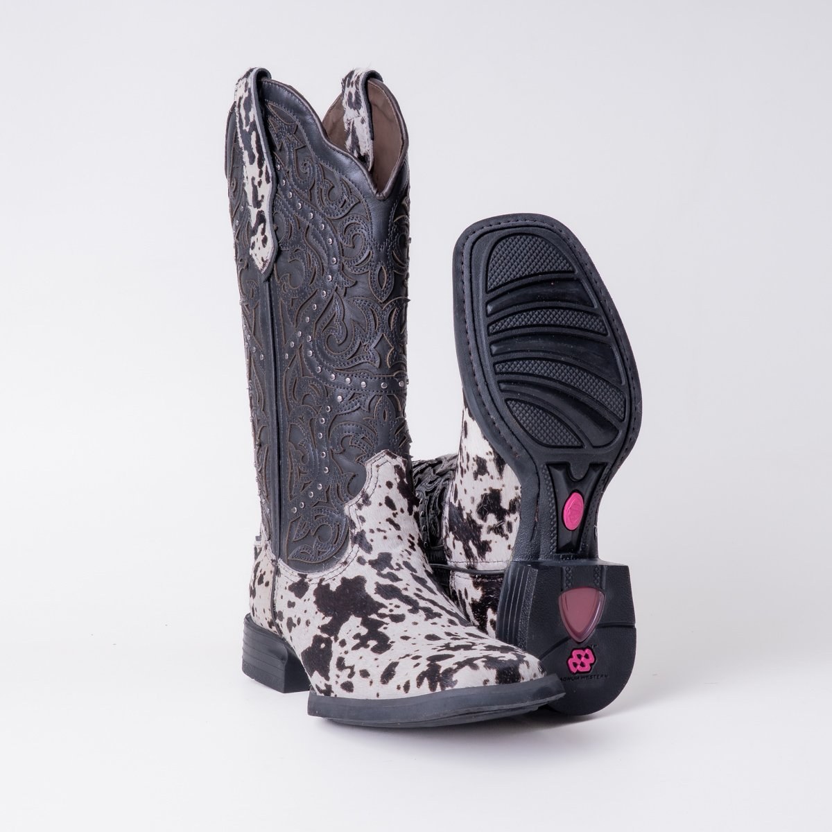 Bota Feminina Country Vimar Pelo/ Fóssil Preto em Couro Legítimo | Cano Médio — Edição Limitada