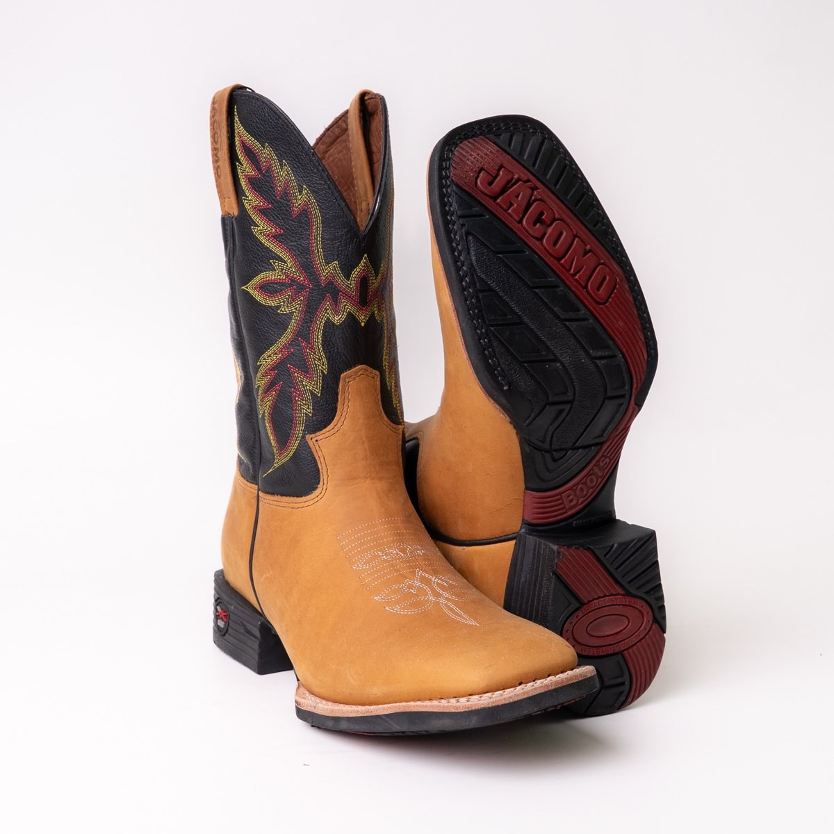 Bota Masculina Country Jácomo Crazy Whisky em Couro Legítimo | Bico Redondo — Edição Limitada