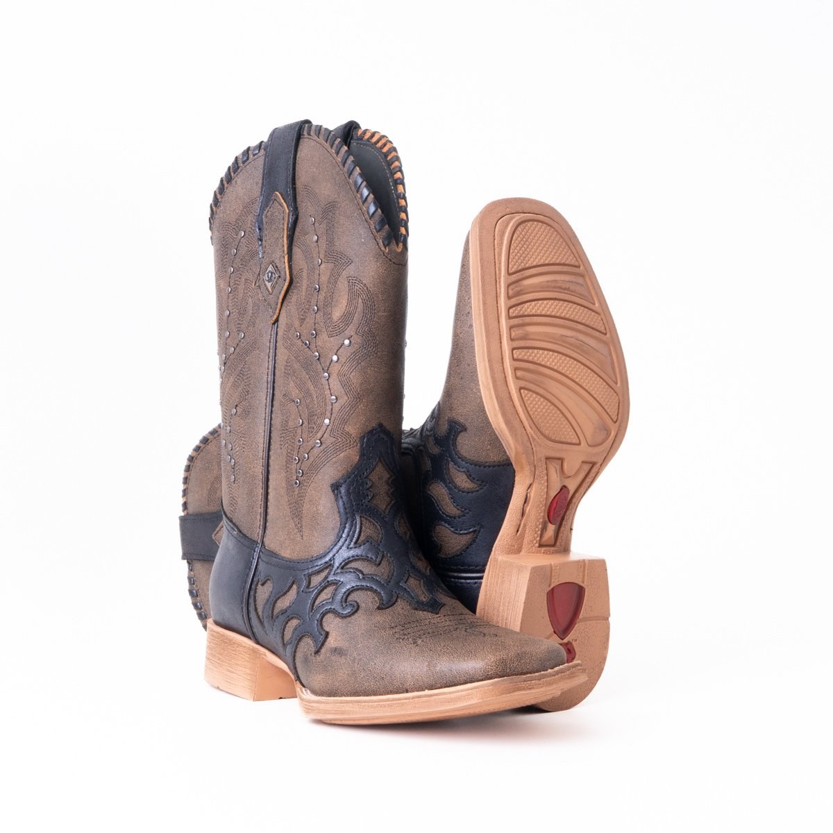 Bota Feminina Country Vimar Rock Cappuccino/ Metal Black em Couro Legítimo | Cano Médio — Edição Limitada