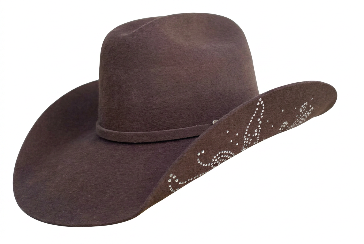 Chapéu Country Masculino Cury Chocolate | Aba Larga — Cury Chocolate Com Brilho 596 — Edição Autoral