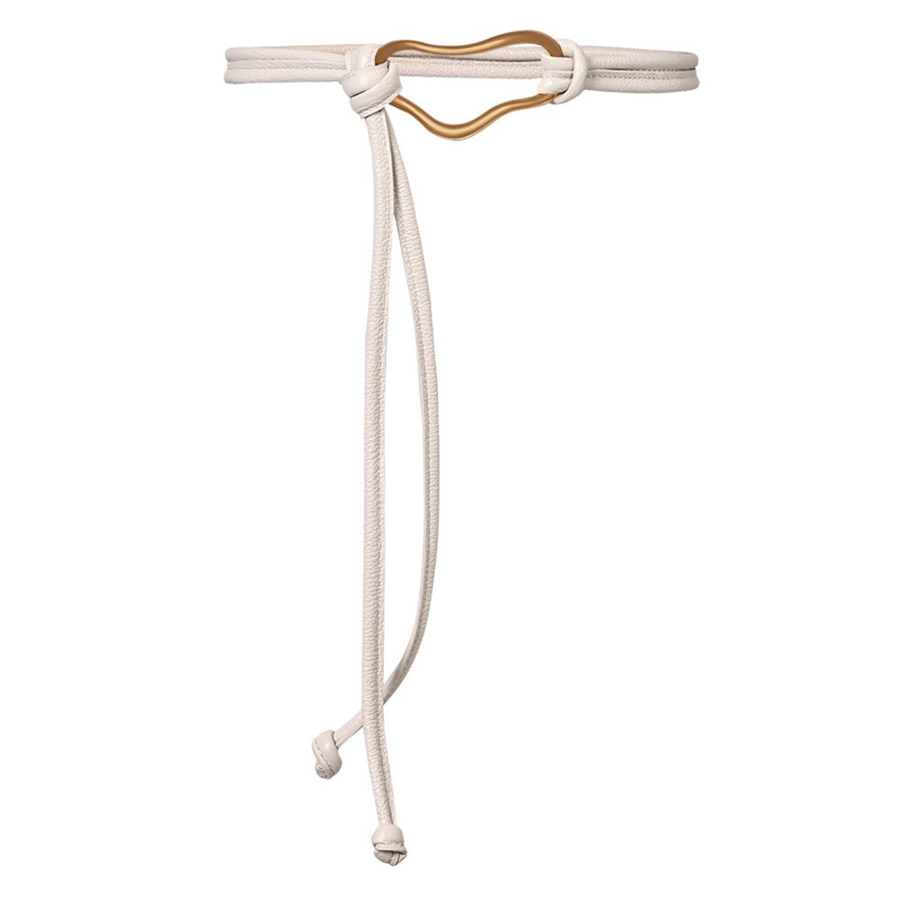 Fivela Feminina Elegante Cinto Cordão Fino com Fivela Dourada- 1,0 cm em Zamac | Off White — Edição Personalizável